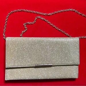 Vintage 80’s Glitter Mob Wife Glam Envelope Clutch Chain Link Strap Shoulder Bag